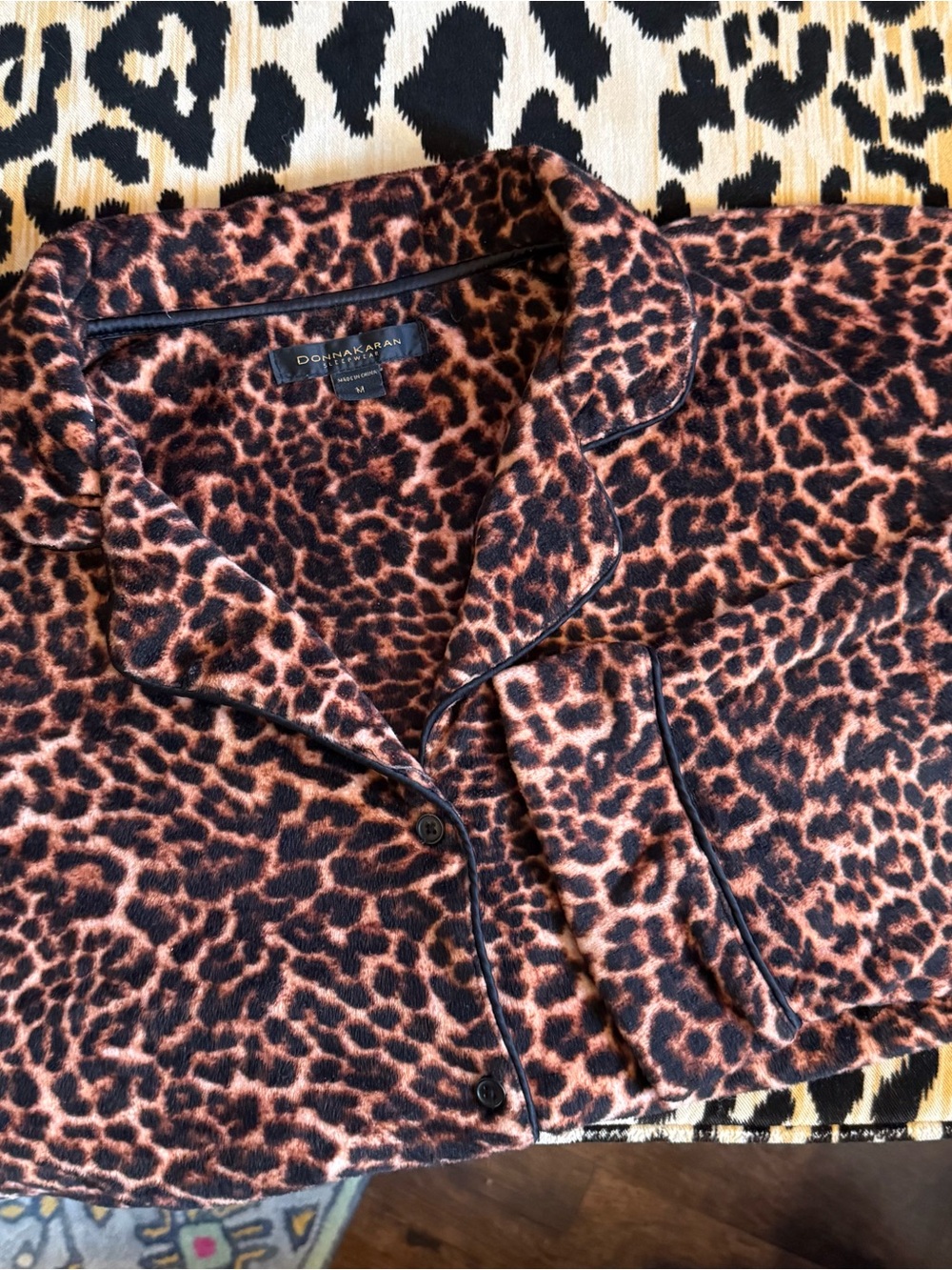 Donna Karan Leopard-Print Teddy Jacket in Brown and Black